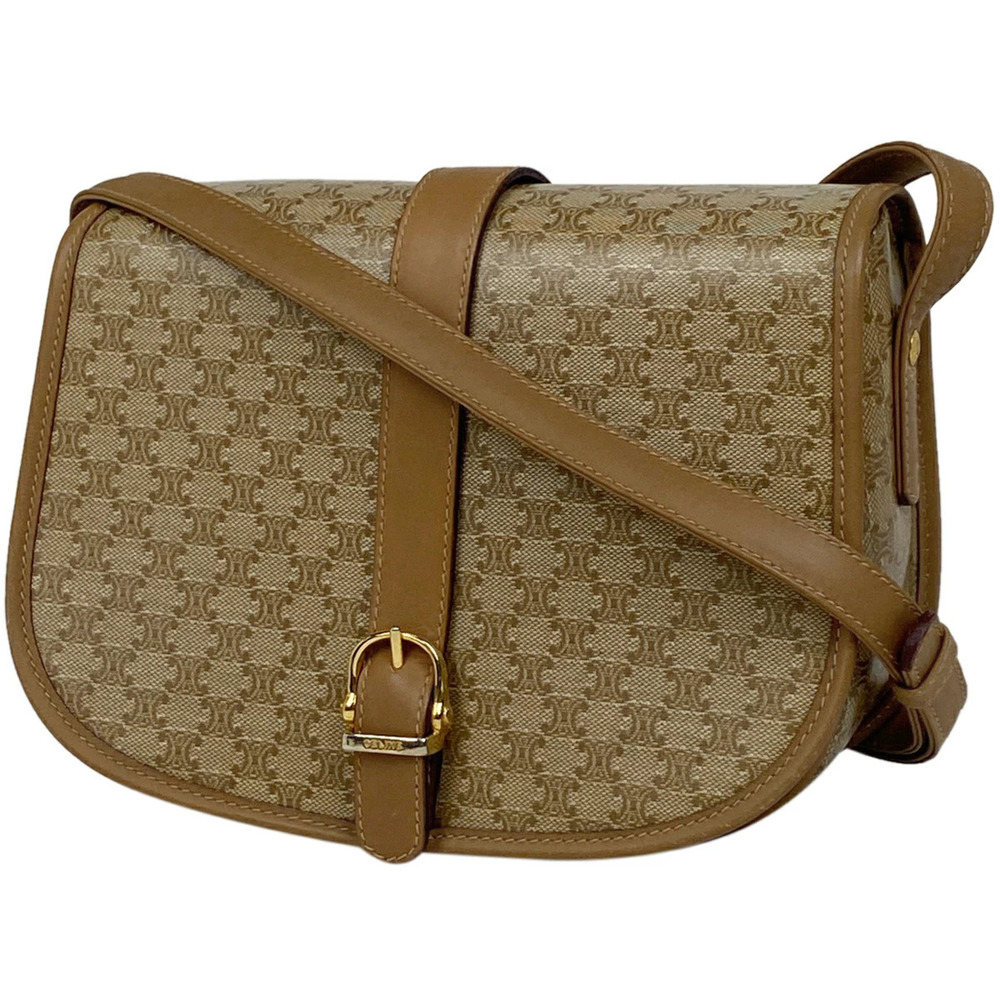 Celine Macadam shoulder bag crossbody logo canvas beige